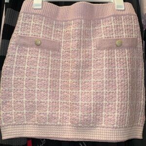 Pink Tweed Knit Mini Skirt